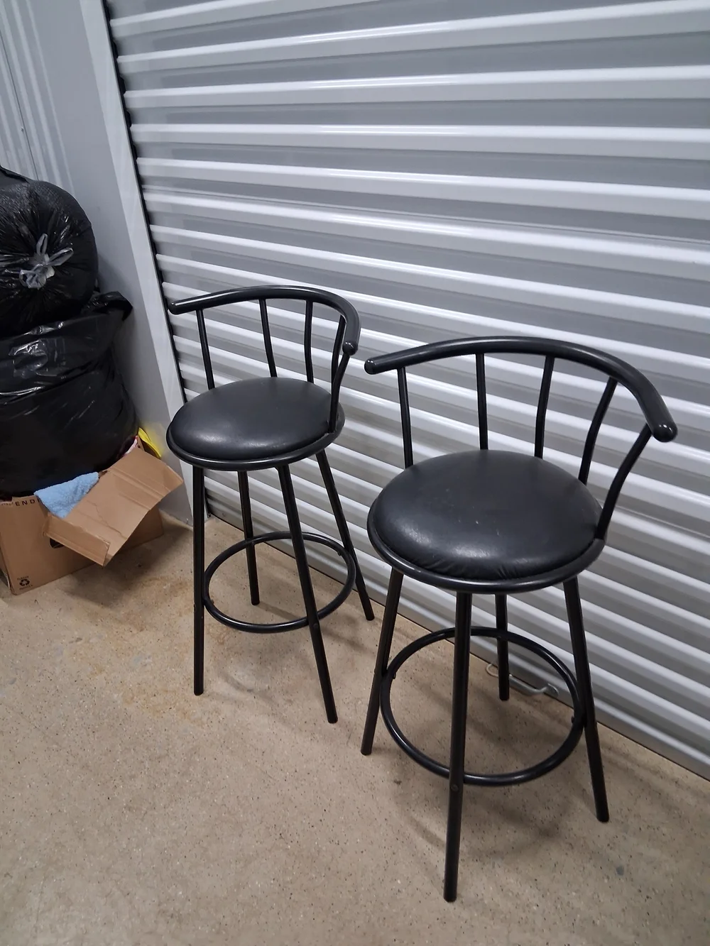 Black Metal Counter Stools with Backrest (Set of 2) (Pick Up - ONLY)